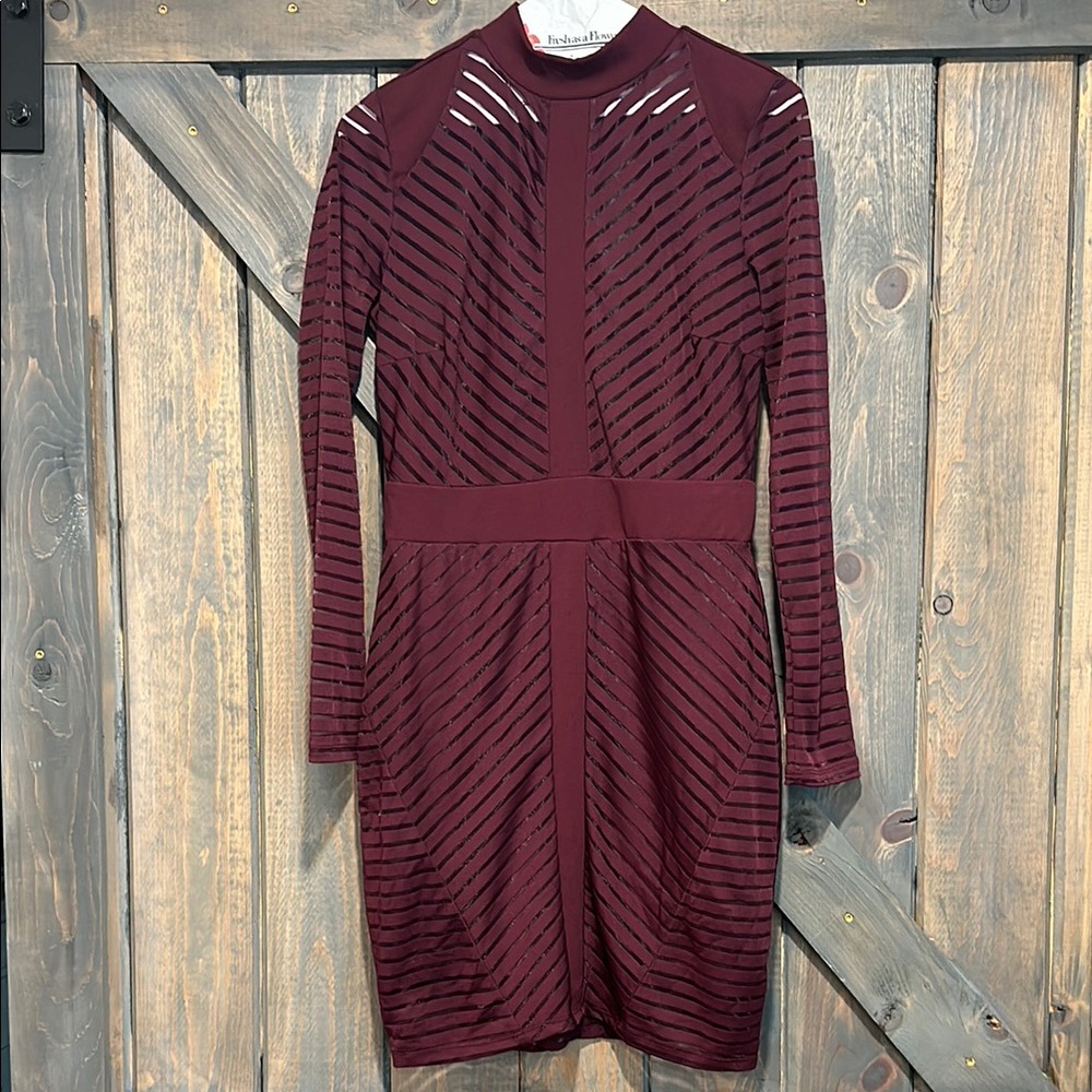 Burgundy Striped Women's Dress